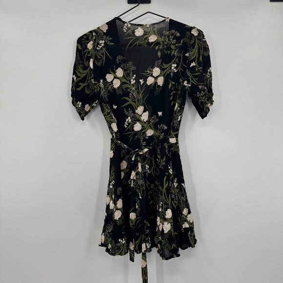 Reformation Monica Anastasia Floral Ruffle V-neck Tie Wrap Mini Dress - Picture 3 of 11